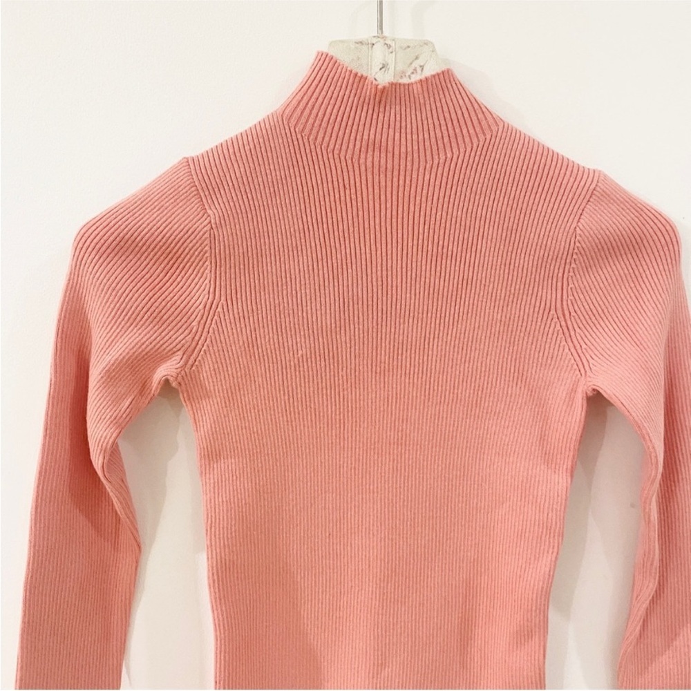 Torn by Ronny Kobo pink feather sleeve mock neck sweater NWT - Picture 3 of 9